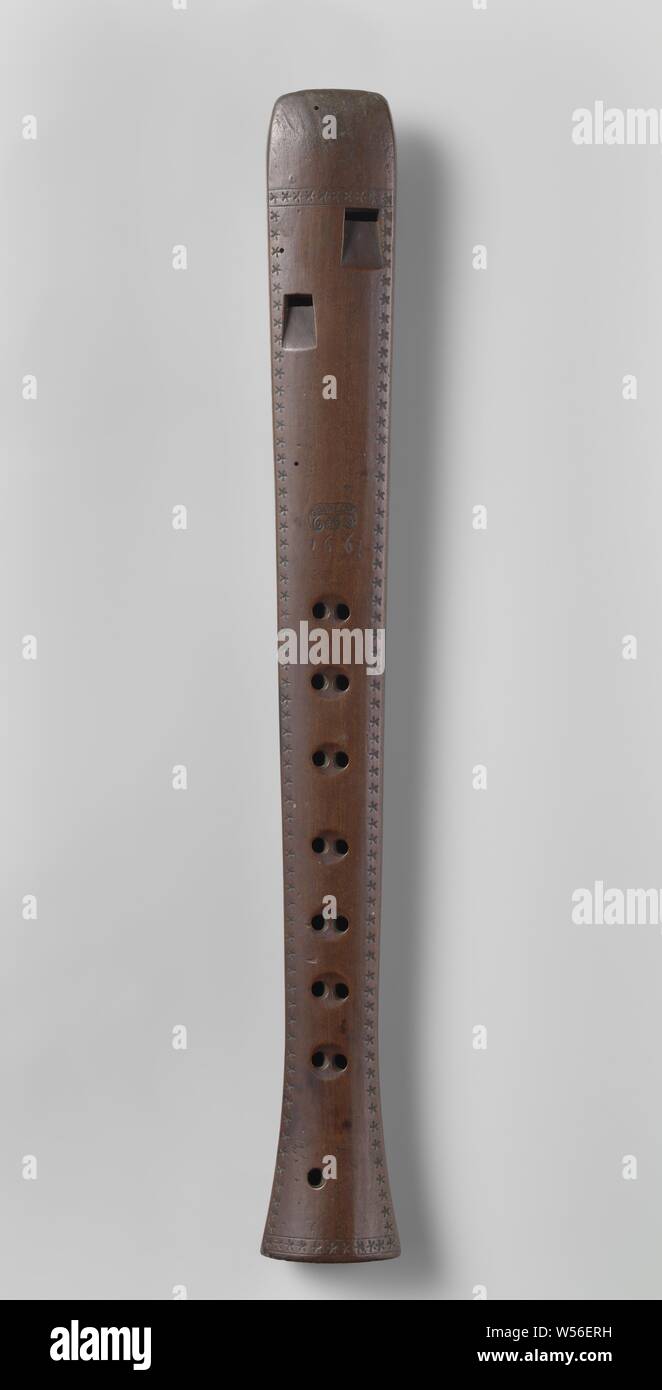 Double flûte (flûte d'Accord), Chord flûte aussi appelé double flûte ou flûte harmonique. Fabriqué en 1662 par G. WALCH., G. Walch, Berchtesgaden, 1662, bois (matière végétale), h 35,0 cm × w 4,5 cm × 2,6 cm d Banque D'Images
