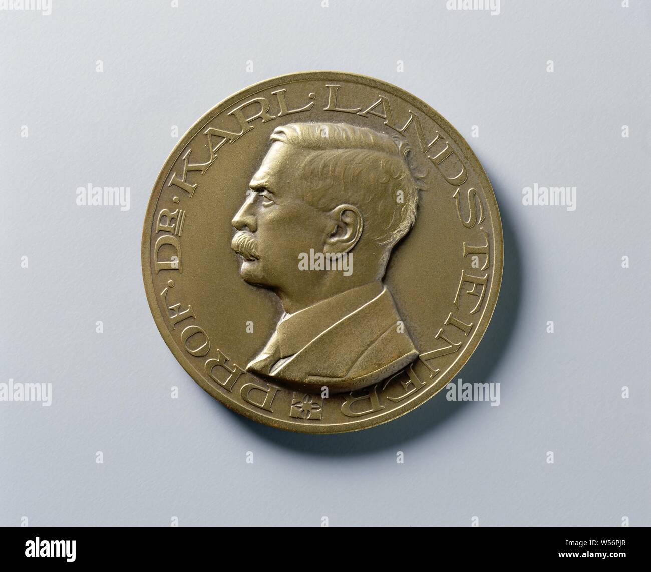 Prof. dr. Le Dr Karl Landsteiner / la croix rouge néerlandaise - Service de transfusion sanguine, médaille de bronze. Portrait de l'avant : Prof. dr. Le Dr Karl Landsteiner avec un cercle. Inverse : pelican avec flying wings sur son nid avec 3 jeunes. Haut à gauche une croix. Omschrift, la Croix-Rouge néerlandaise, Karl Landsteiner, anonyme, 1939, bronze (metal), d 5 cm × W 54,44 Banque D'Images