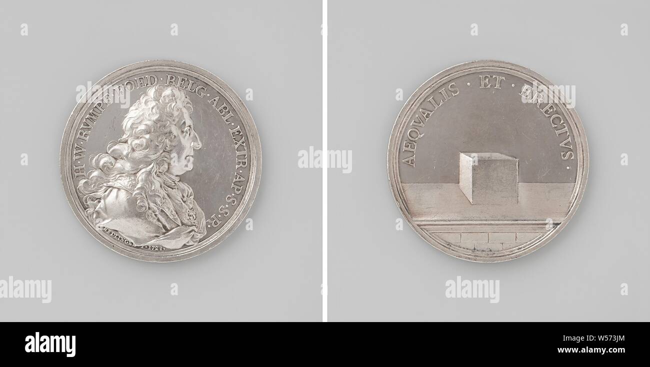 Hendrik Willem Rumpf, après la mort de son père, envoyé spécial pour le roi de Suède, médaille d'avant : le buste de l'homme à l'intérieur de l'intérieur. Inverse : grande place à l'intérieur d'un cercle de pierre, Johann Karl Hedlinger, Stockholm, 1723, de l'argent (métal), frappant (métallurgie), d 5,2 cm × W 66,73 Banque D'Images