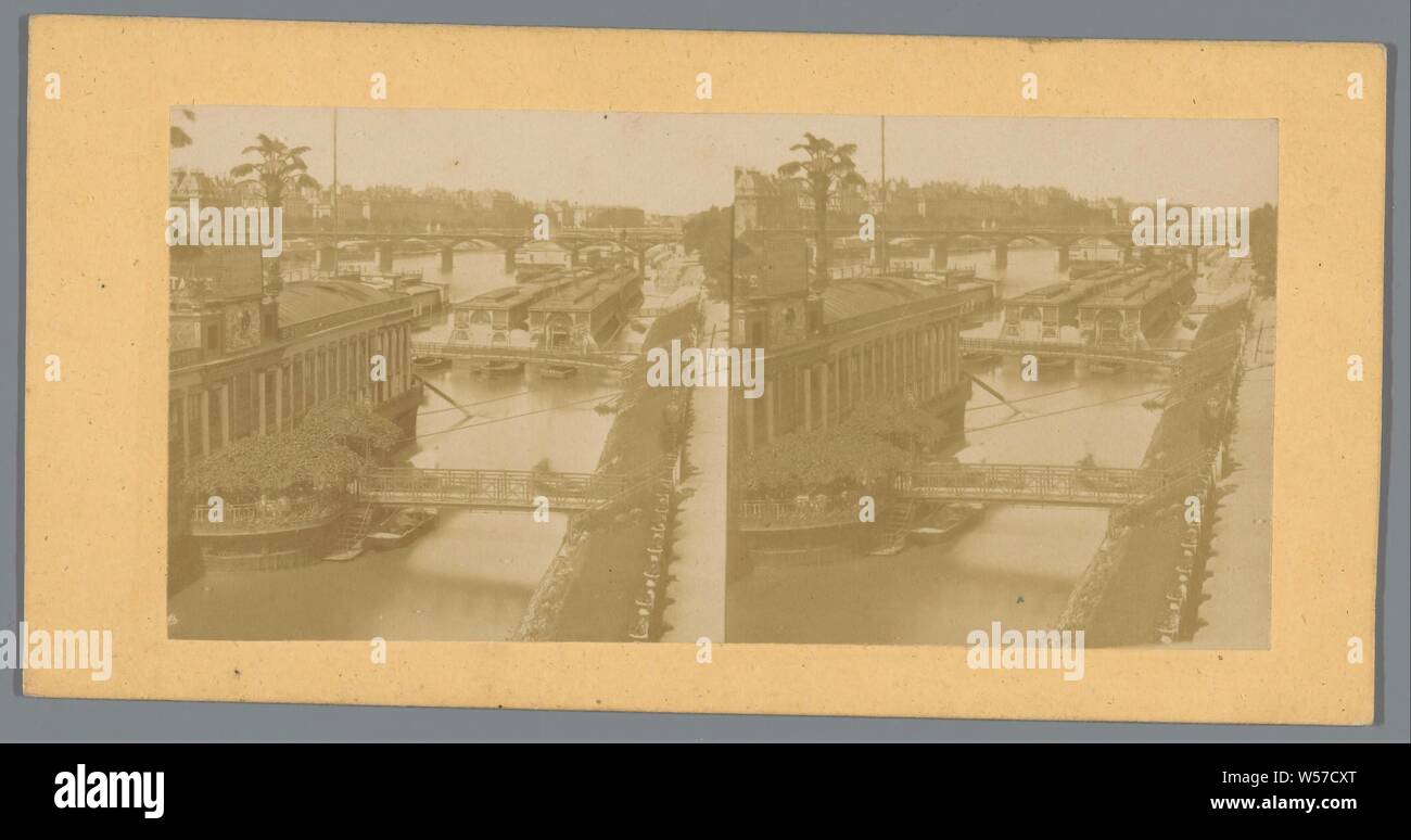 Les Bains de la Samaritaine près de Pont Neuf à Paris, des bains publics, Paris, anonyme, c. 1850 - c. 1880, du papier photographique, carton, à l'albumine, h 86 mm × W 171 mm Banque D'Images