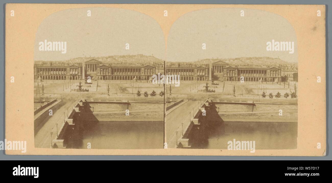 Avis de l'Hôtel du Garde-Meuble et l'Hôtel de Crillon, Place de la Concorde et de la Madeleine à Paris, square, place, cirque, etc, certaines parties de l'extérieur de l'église et les annexes : façade, Place de la Concorde, La Madeleine, anonyme, Paris, ch. 1850 - c. 1880, du papier photographique, carton, à l'albumine, h 84 mm × W 177 mm Banque D'Images