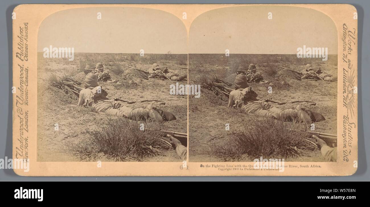 Sur la ligne de combat avec les soldats de la Reine, de boue River, Afrique du Sud, l'Underwood et Underwood, 1900 Banque D'Images