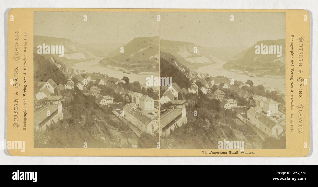 Stadt Wehlen Panorama, Johann Friedrich Stiehm, 1878 Banque D'Images