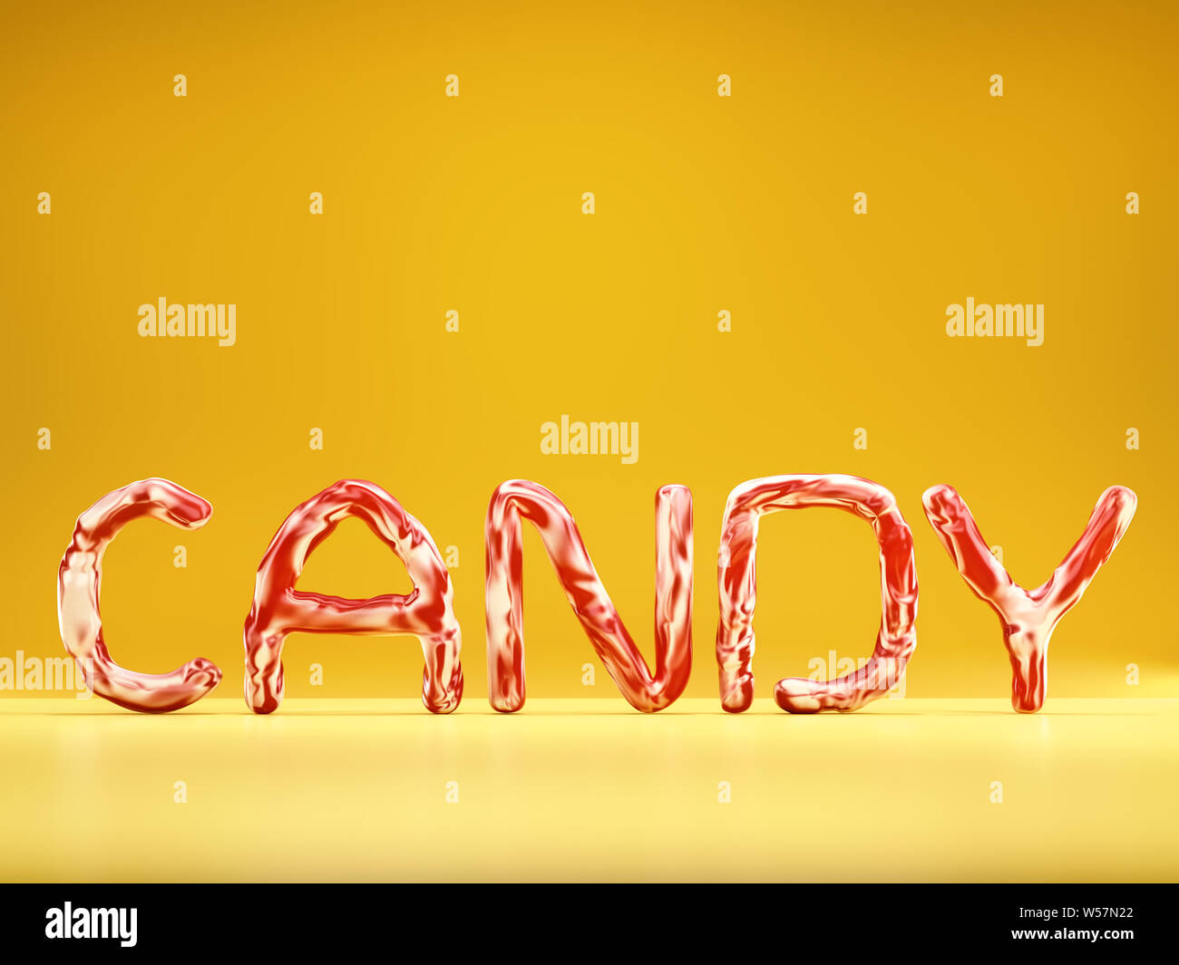 3D render of Peppermint Candy texte sur fond jaune Banque D'Images