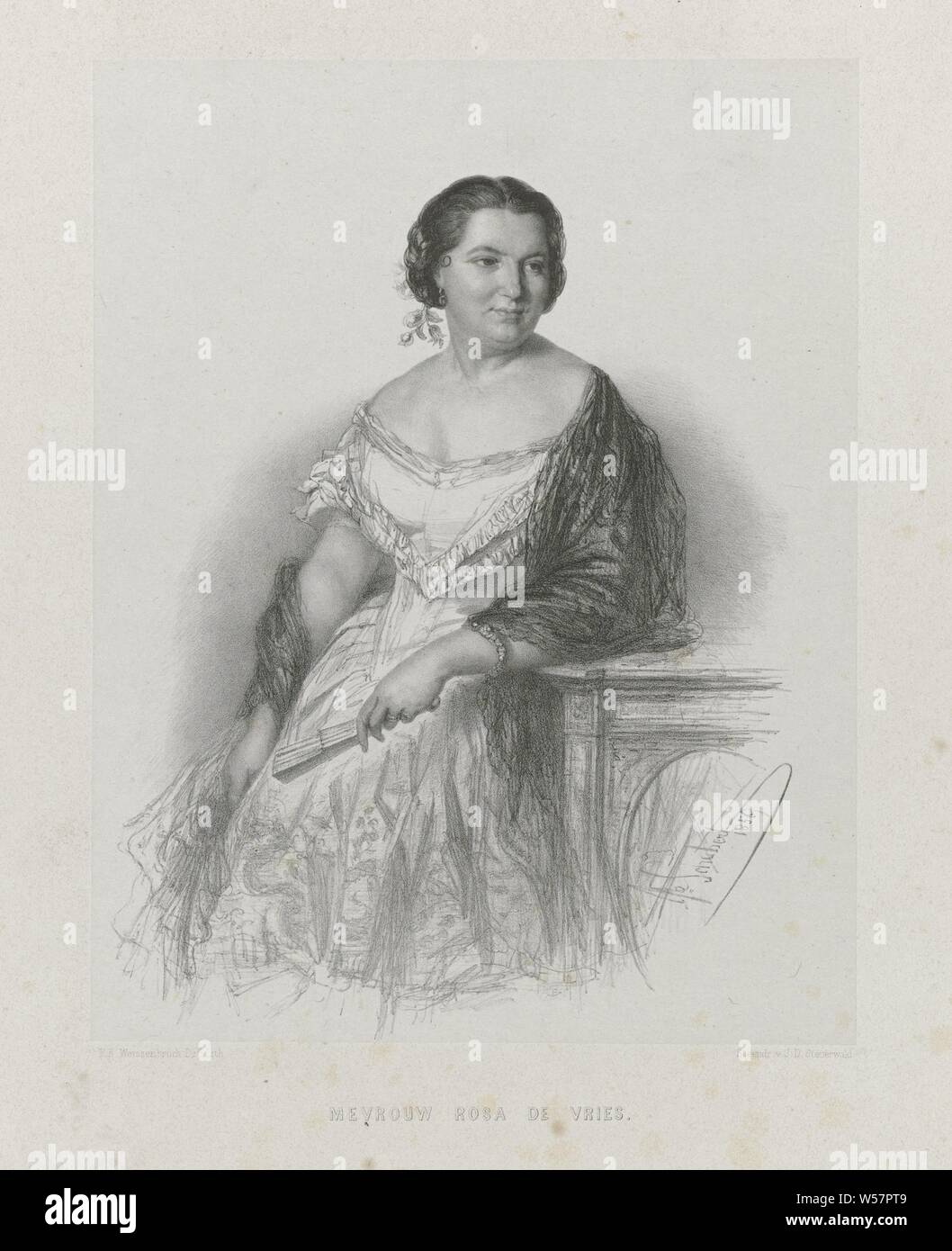 Portrait Mme Rosa de Vries, Rosa de Vries (né Van Os)., Joseph Schubert, 1826 - 1885, papier Banque D'Images