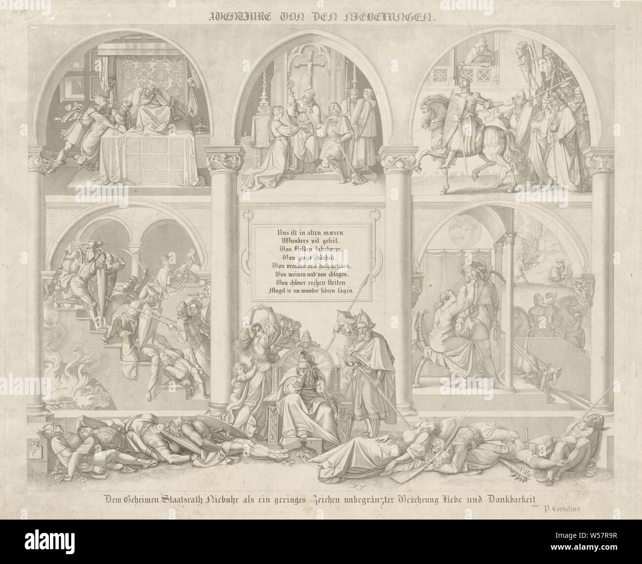 Aventure pour les Nibelungen. 1817, Karl Barth, 1797 - 1853, de papier, de gravure Banque D'Images