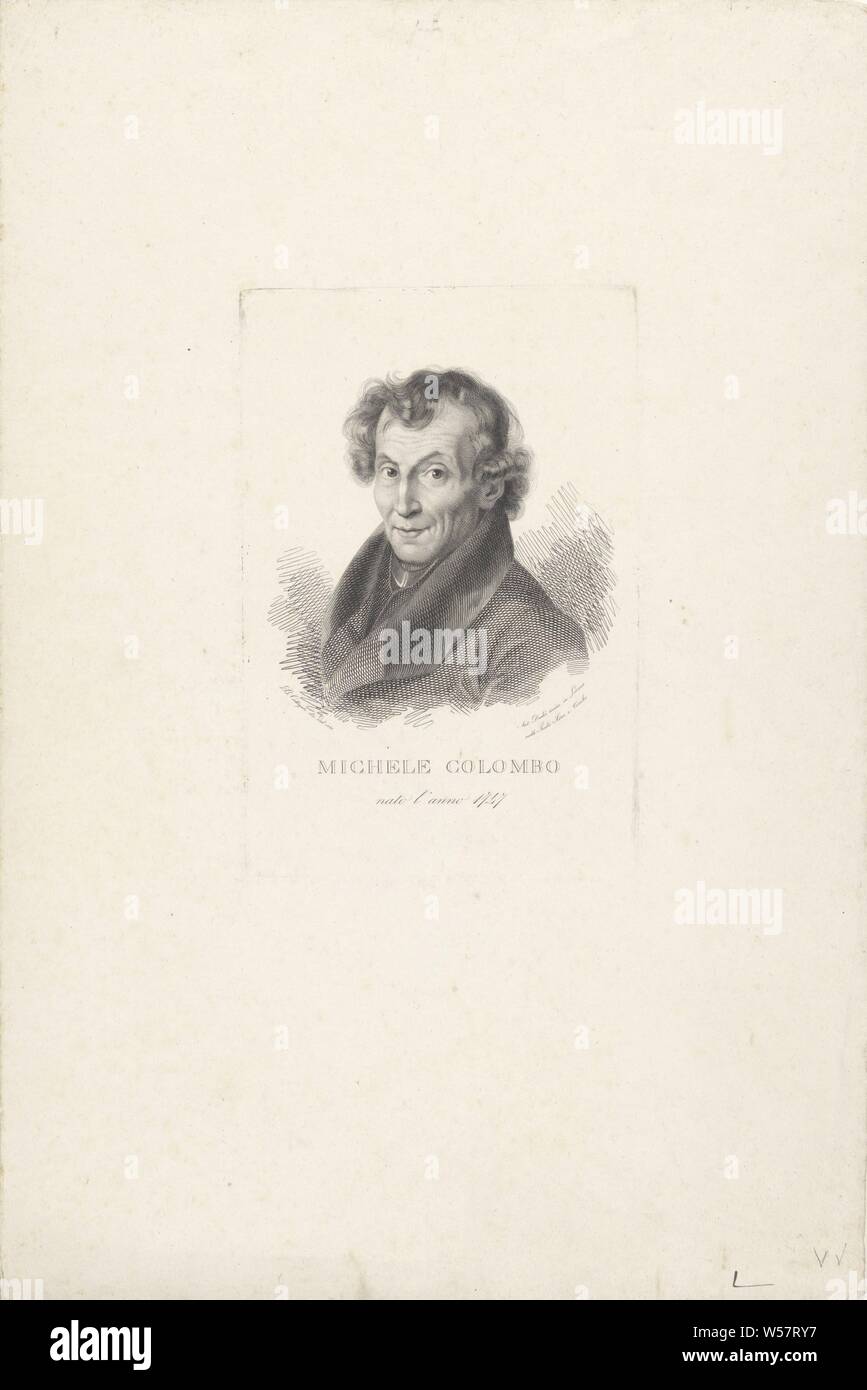 Portrait de Michele Colombo, historique, Michele Colombo, Antonio Dalcò (mentionné sur l'objet), 1812 - 1888, papier, gravure, h 198 mm × W 131 mm Banque D'Images