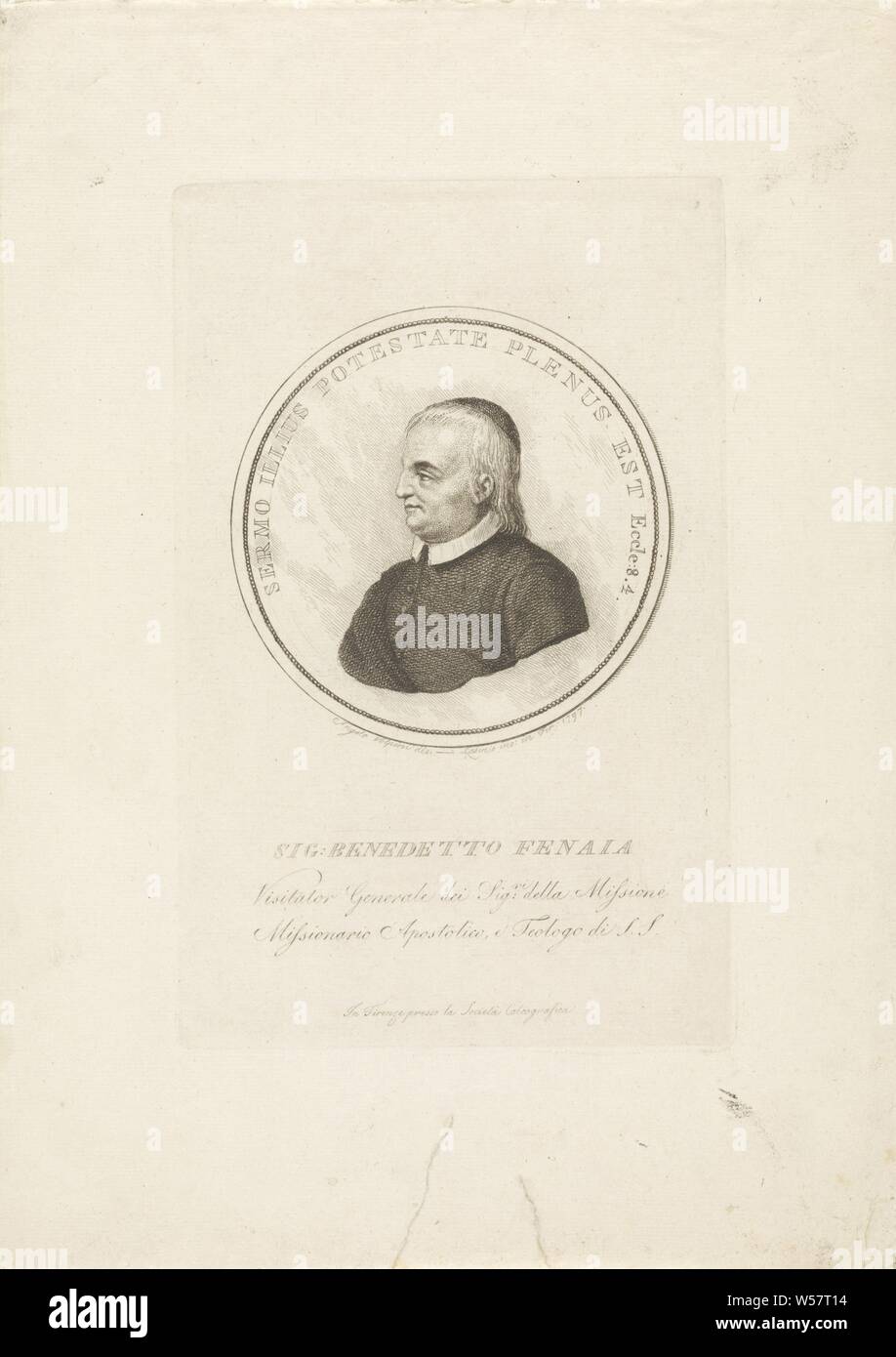 Portrait de Benedetto Fenaja clergyman, historique, Benedetto Feneja, Carlo Lasinio (mentionné sur l'objet), 1797, papier, gravure, h 210 mm × W 133 mm Banque D'Images