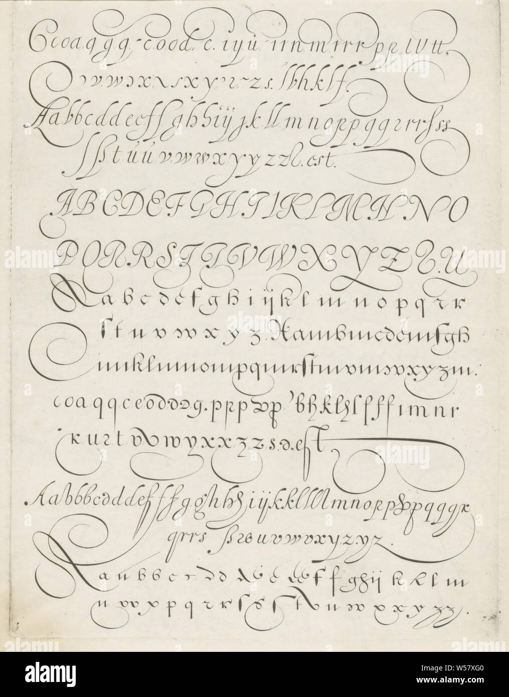 Par exemple l'écriture avec plusieurs fois l'alphabet copierboeck contenant divers écrits