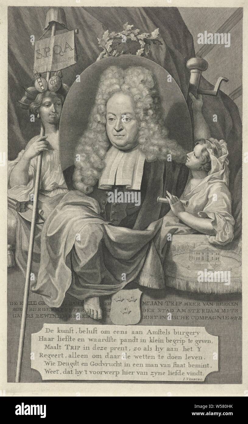 Portrait de Jan Voyage, baron Jacob van Wassenaer Obdam, seigneur de Jacob Houbraken, 1708 - 1780, du papier, de la gravure Banque D'Images