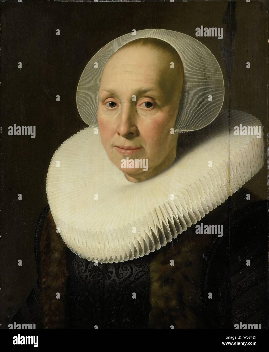Portrait de Margriet Benningh (1565-1641), Pieter Dircksz la seconde épouse Hasselaer. Buste à gauche. Le portrait d'un homme par Aert, Nicolaes Eliasz Pietersz.. Pickenoy (attribué à), ch. 1629 - c. 1640, tableau de bord, de la peinture à l'huile (peinture), support : h 55,6 cm × w 45,3 cm d 6,5 cm Banque D'Images