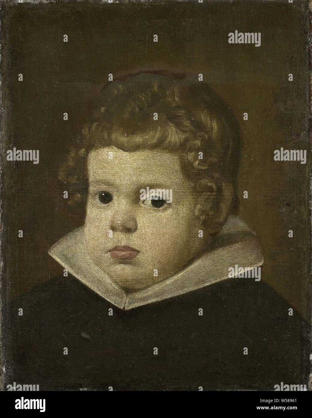 Portrait d'un garçon de trois ans, peut-être le Prince Balthasar Carlos, fils du roi d'Espagne Philippe IV, Portrait d'un enfant, probablement le Prince Balthasar Carlos, fils du roi d'Espagne, à environ Philips IV trois l'âge. Buste, face., anonyme, Madrid, 1632 - 1650, la toile, la peinture à l'huile (peinture), h 31,5 cm × 25,4 cm × w t 3,4 cm d 7 cm Banque D'Images