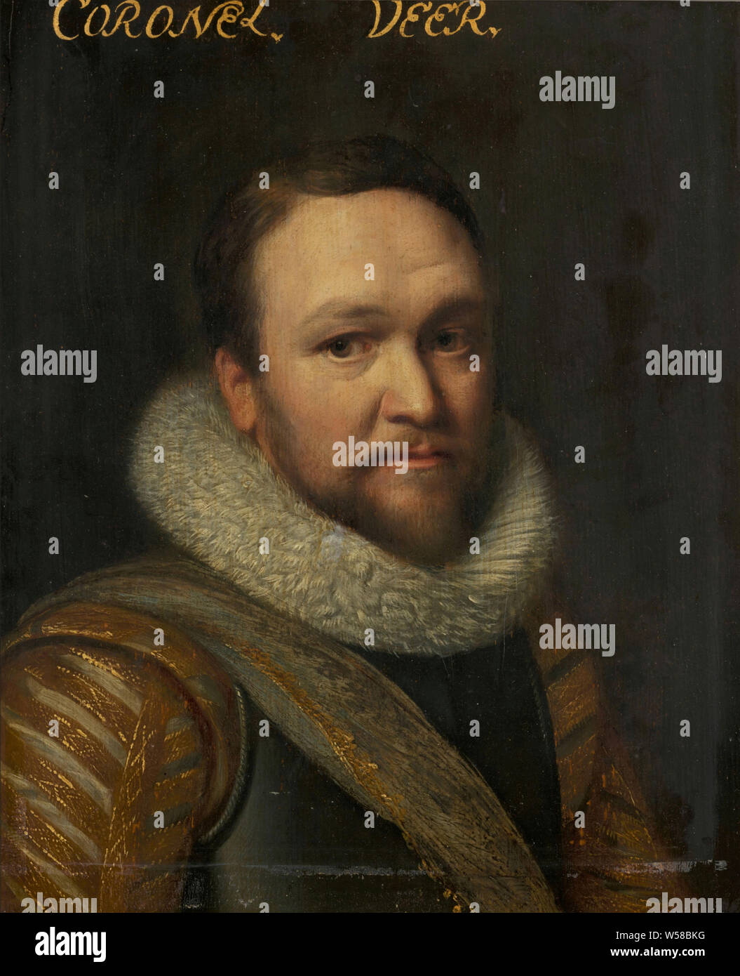 Portriat de Sir Horace Vere, Michiel Jansz van Mierevelt (atelier de), ch. 1615 - 1633, Noir, châssis, profil cadre profil marbré à l'étroit, gilt edge sur le côté. Jour taille est réduite avec une bordure blanche., ch. 1800 - c. 1999, bois (matière végétale), papier marbré, h 38,9 cm × 33,7 cm × W H 2,8 cm l 29,3 cm × d 24 cm h 30,9 cm × 25,1 cm × d w 0,6 cm Banque D'Images