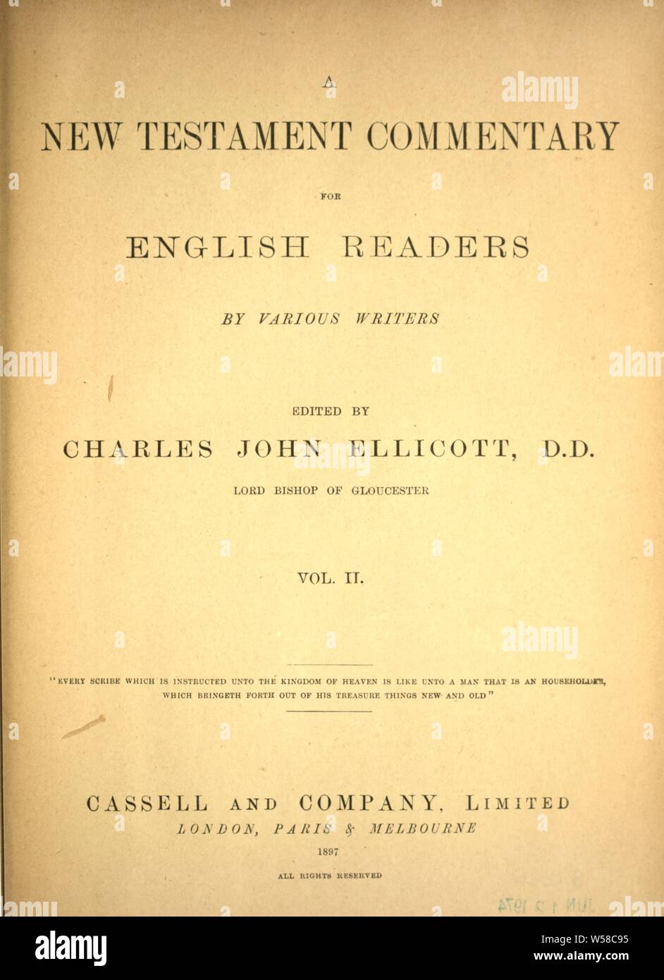 Un commentaire du Nouveau Testament pour les lecteurs anglais : Ellicott, C. J. (Charles John), 1819-1905 Banque D'Images