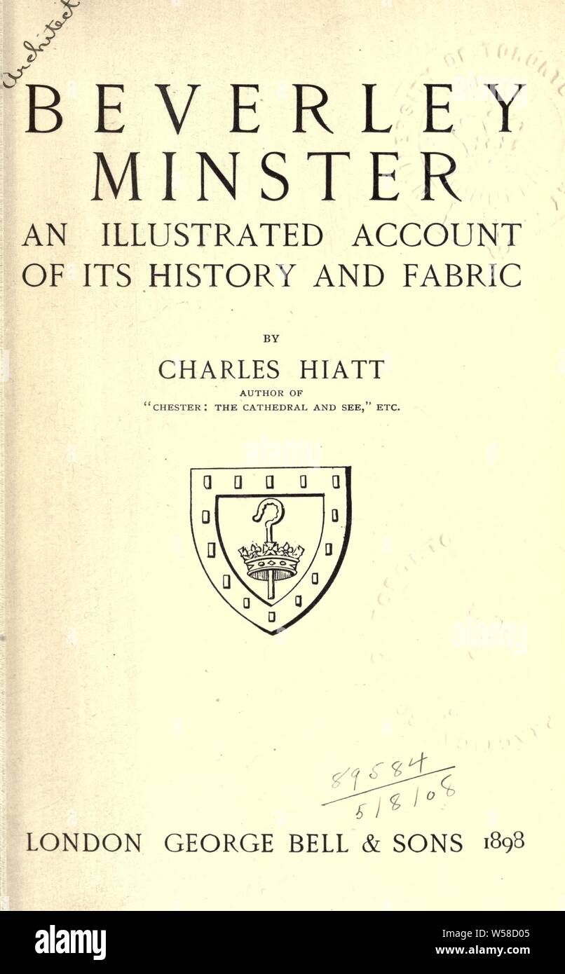 Beverley Minster, an illustrated compte de son histoire et de tissus : Hiatt, Charles, 1869 Banque D'Images