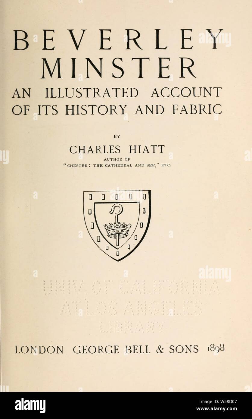 Beverley Minster, an illustrated compte de son histoire et de tissus : Hiatt, Charles, b. 1869 Banque D'Images