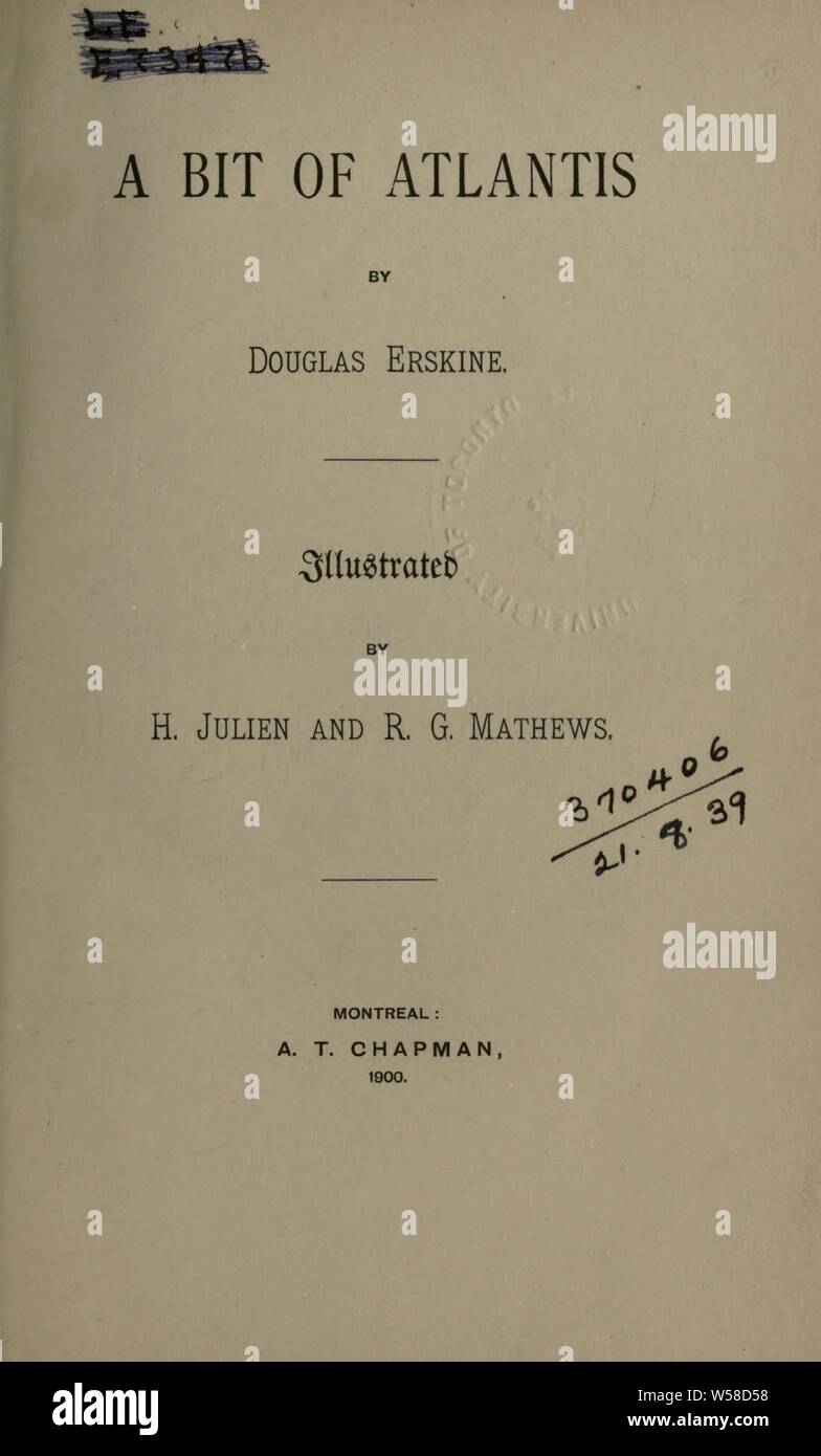 Un peu d'Atlantis : Buchan, John Stuart, 1852 Banque D'Images