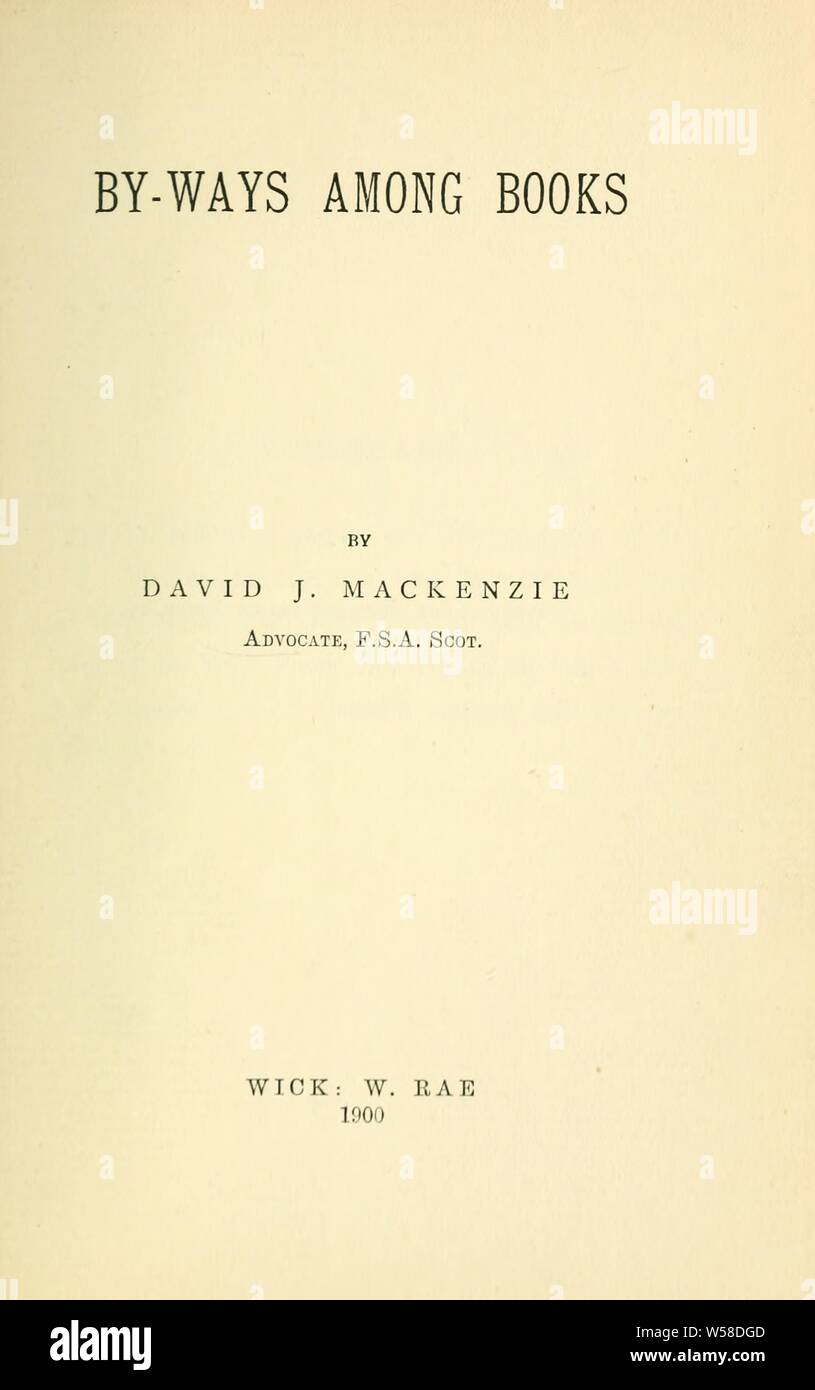 Par-façons parmi books : Mackenzie, David James, 1855-1925 Banque D'Images