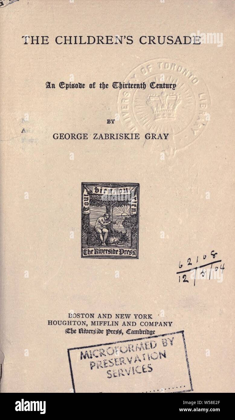 La croisade des enfants ; un épisode du treizième siècle : gris, George Zabriskie, 1838-1889 Banque D'Images