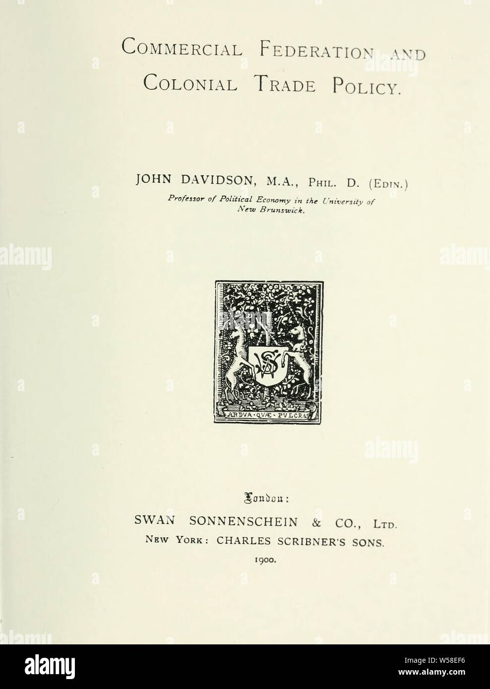 Fédération commerciale et politique commerciale coloniale : Davidson, John, 1869-1905 Banque D'Images
