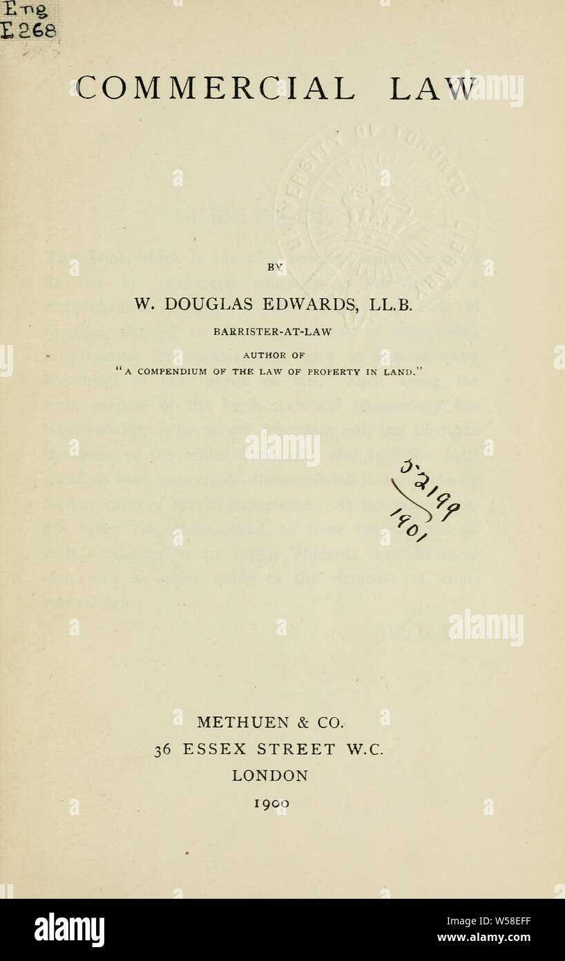 Droit Commercial : Edwards, Douglas W. Banque D'Images