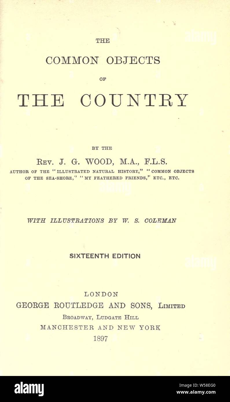Le comon objets de la pays : Bois, J. G. (John George), 1827-1889 Banque D'Images