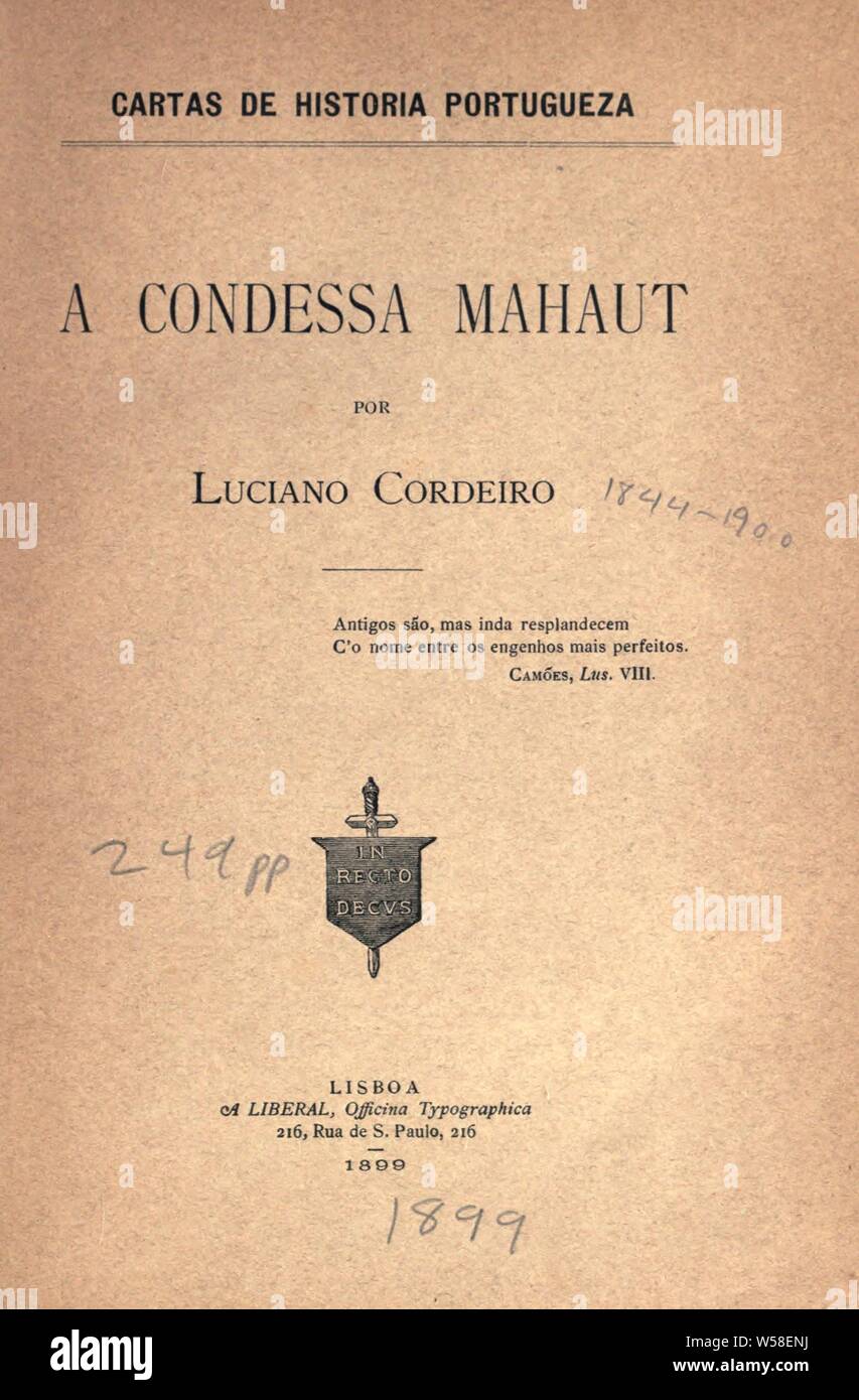 Un Condessa mahaut : Cordeiro, Luciano, 1844-1900 Banque D'Images