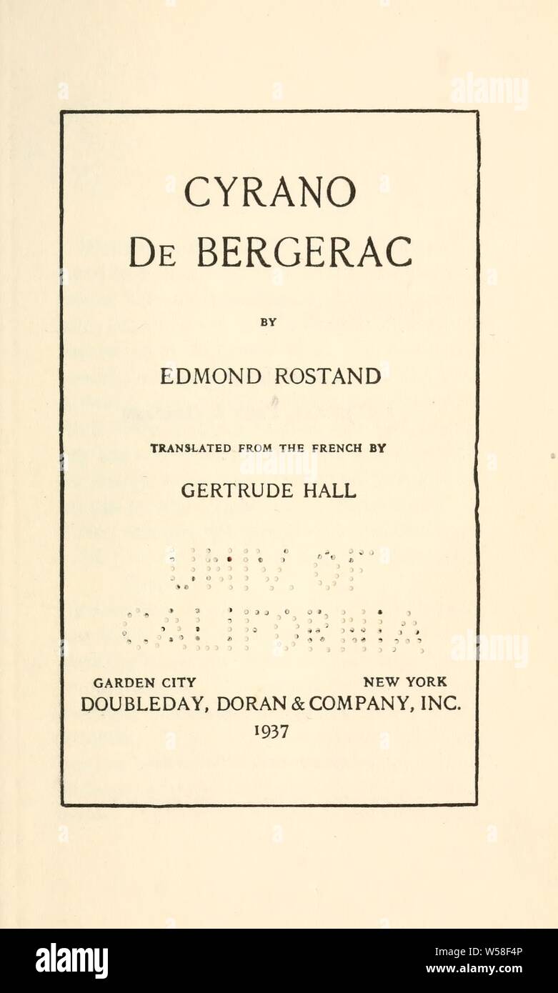 Cyrano de Bergerac : Rostand, Edmond, 1868-1918 Banque D'Images