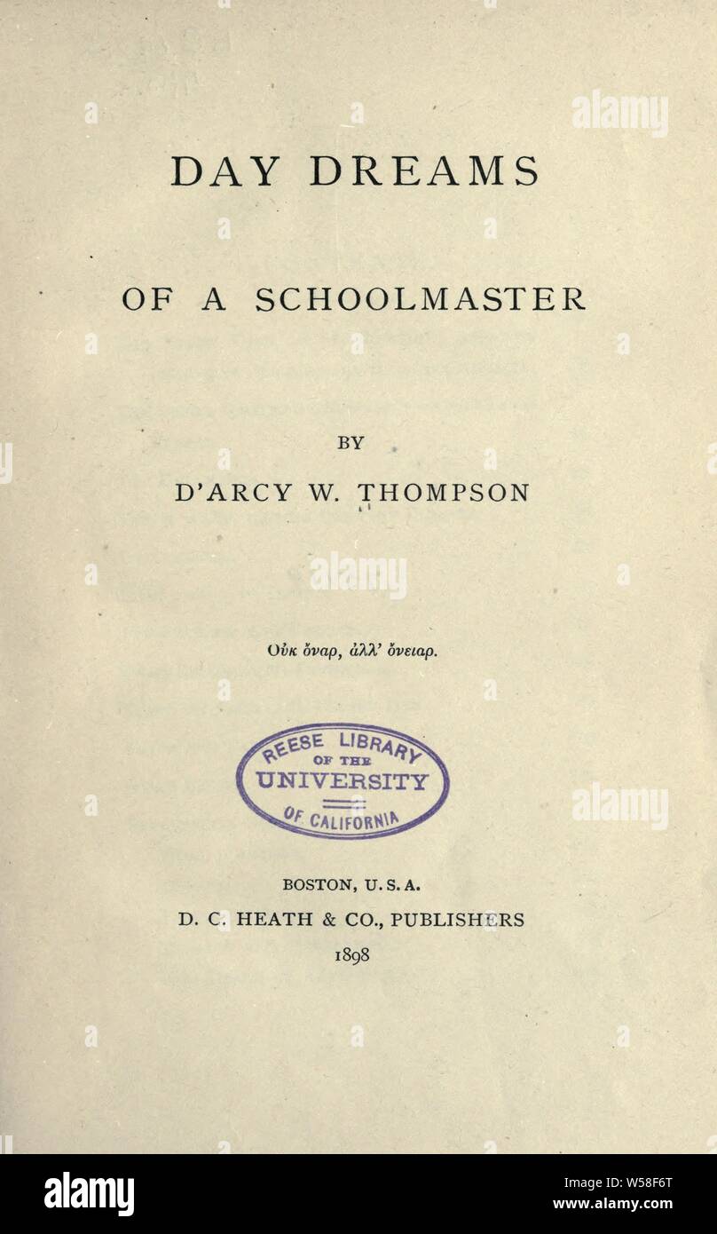 Jour rêve d'un maître : Thompson, D'Arcy Wentworth, 1829-1902 Banque D'Images