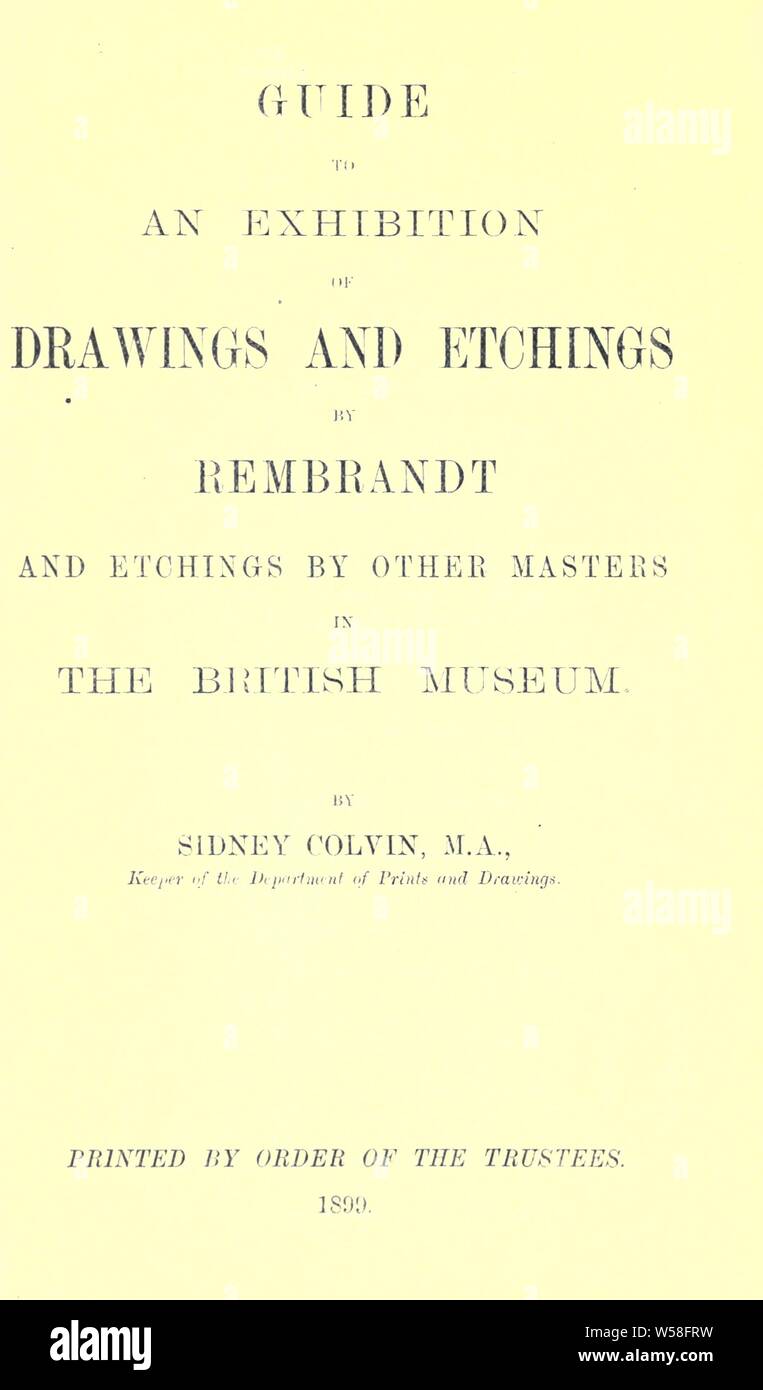 Guide pour une exposition de dessins et gravures de Rembrandt et d'eaux-fortes par d'autres maîtres dans le British Museum : British Museum. Département d'Estampes et dessins Banque D'Images