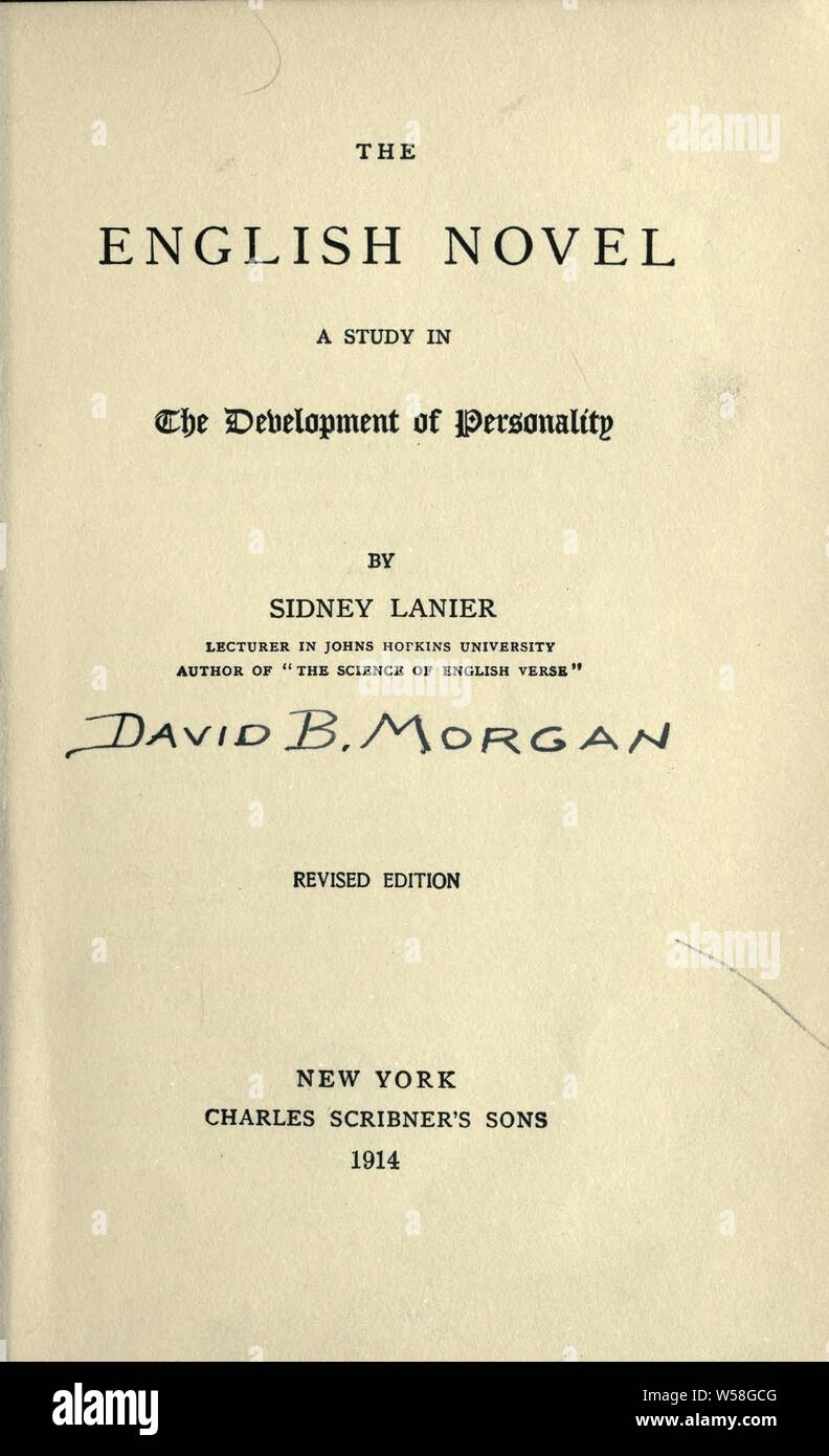 Le roman anglais : une étude dans le développement de la personnalité : Lanier, Sidney, 1842-1881 Banque D'Images