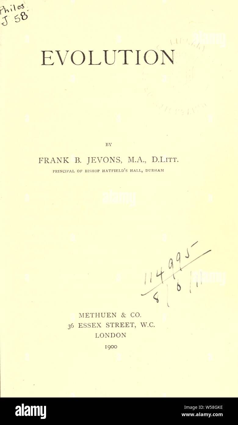 Evolution : Jevons, F. B. (Frank Byron), 1858-1936 Banque D'Images