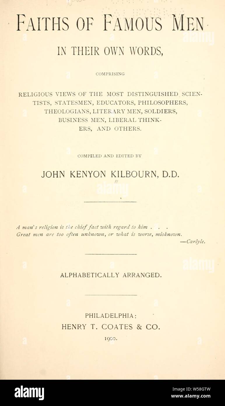 Confessions d'hommes célèbres dans leurs propres mots : Kilbourn, John Kenyon Banque D'Images
