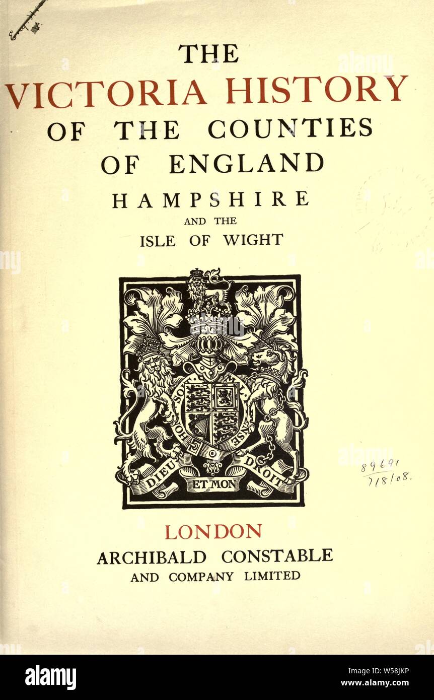 Une histoire de l'Hampshire et l'île de Wight : Doubleday, Herbert Arthur, 1867-1941 Banque D'Images