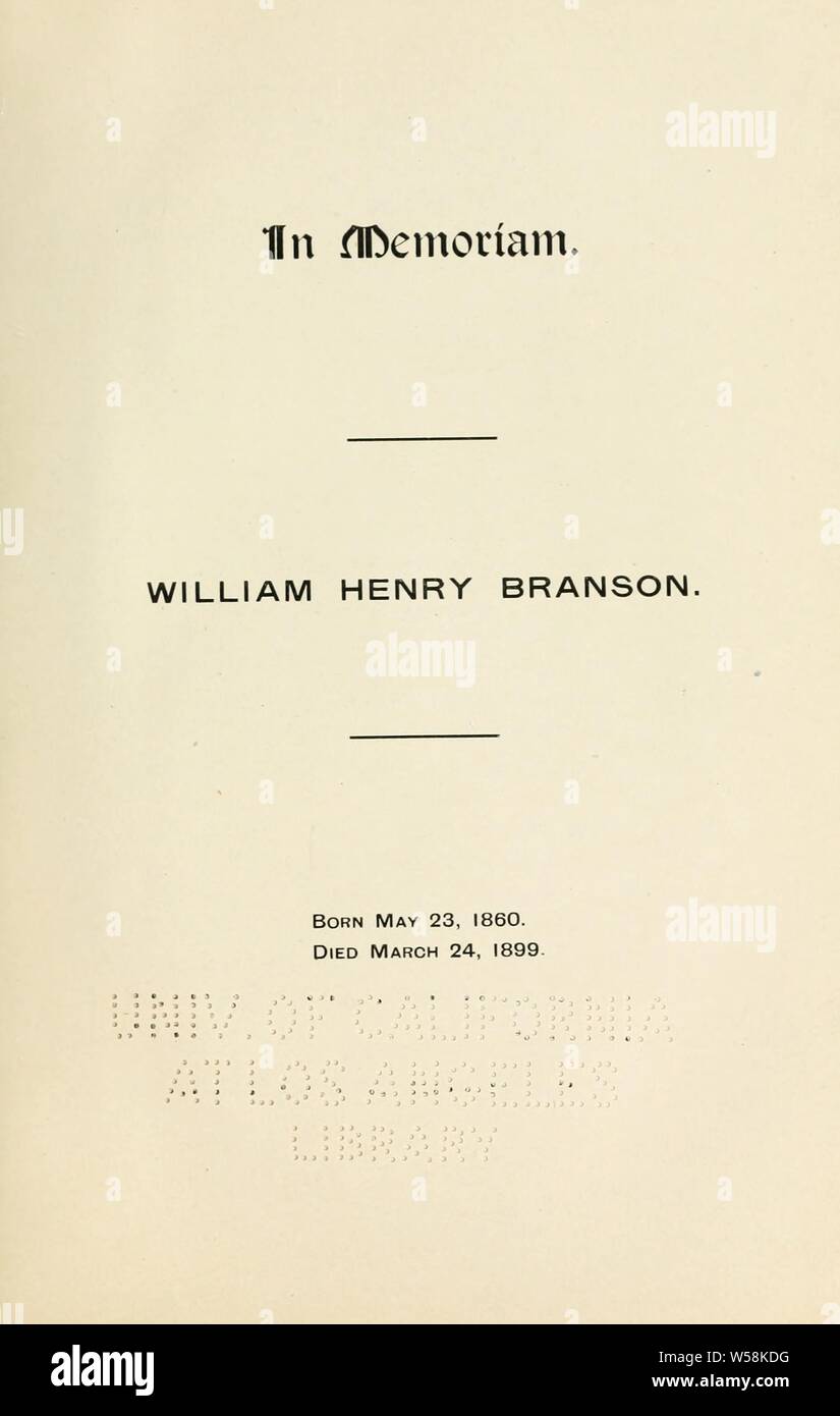 In memoriam, William Henry Branson : né le 23 mai 1860, est décédé le 24 mars 1899 : Peacock, Dred Banque D'Images