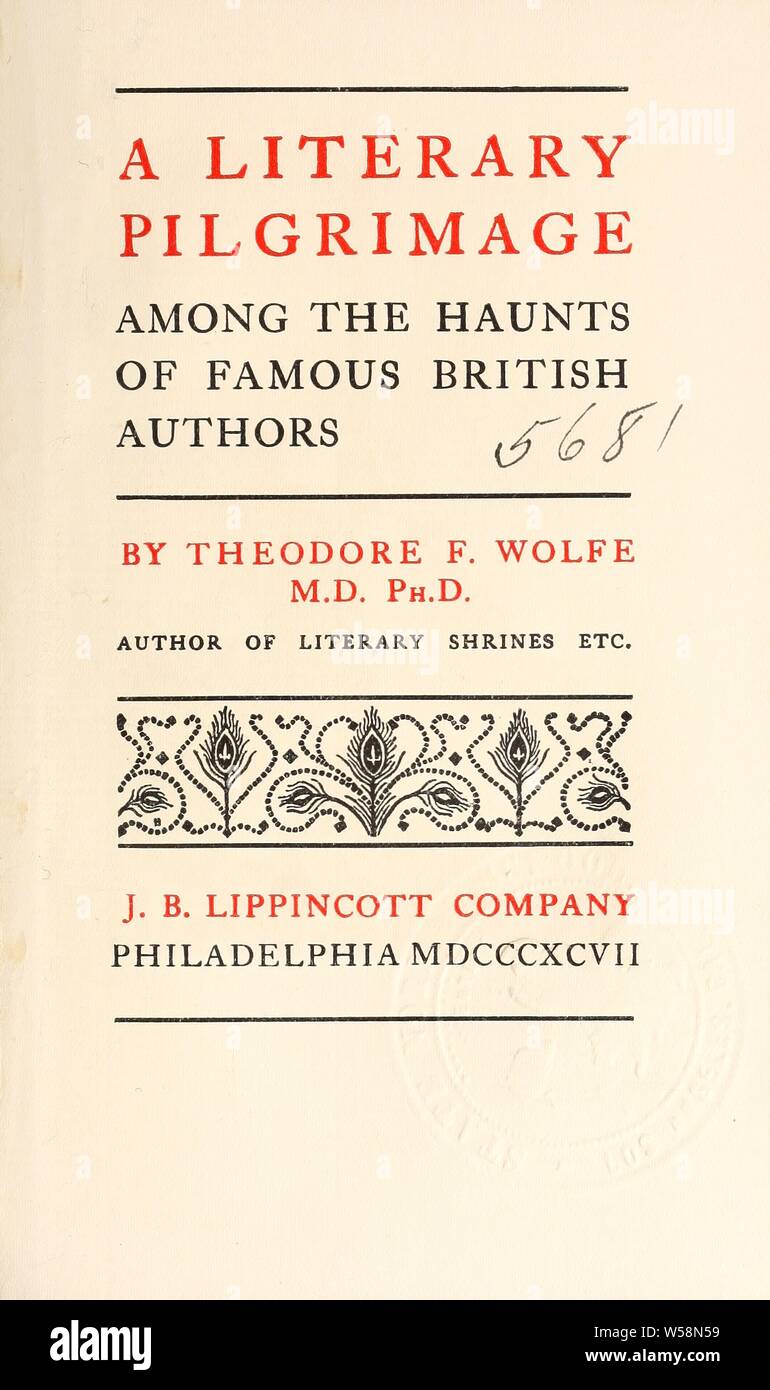 Un pèlerinage littéraire parmi les célèbres auteurs britanniques de hante : Wolfe, Theodore Frelinghuysen, 1847-1915 Banque D'Images