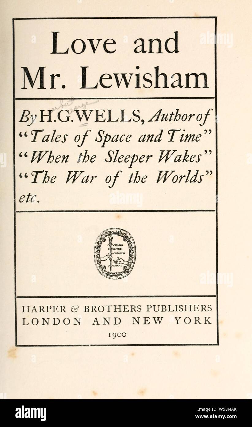 L'amour et M. Lewisham : Wells, H. G. (Herbert George), 1866-1946 Banque D'Images