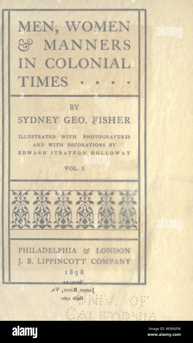 Les hommes, les femmes et les bonnes manières à l'époque coloniale : Fisher, Sydney George, 1856-1927 Banque D'Images