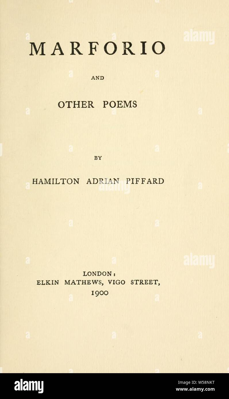 Marforio et autres poèmes : Piffard, Adrian Hamilton Banque D'Images