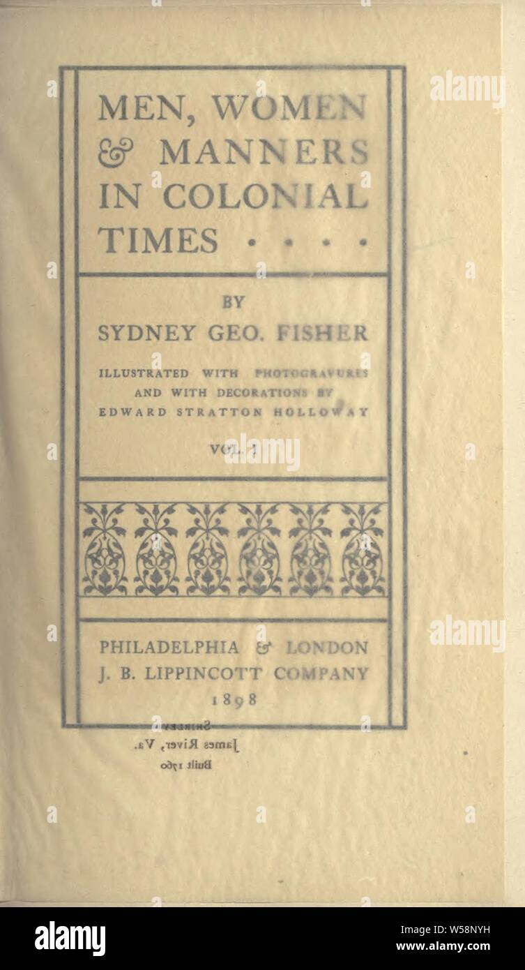 Les hommes, les femmes et les bonnes manières à l'époque coloniale. Illustré de photogravures et de décorations par Edward Stratton Holloway : Fisher, Sydney George, 1856-1927 Banque D'Images