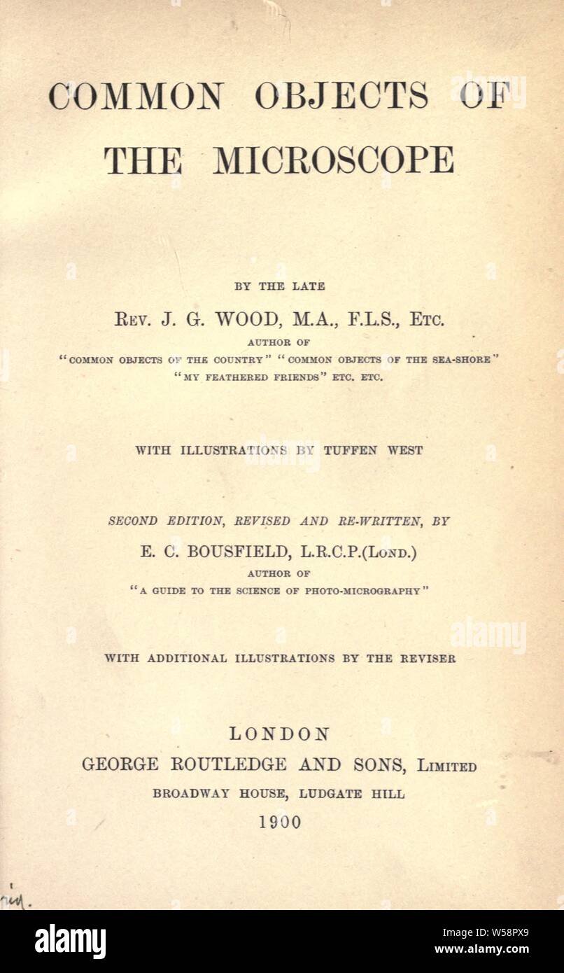 Objets communs du microscope : Bois, J. G. (John George), 1827-1889 Banque D'Images