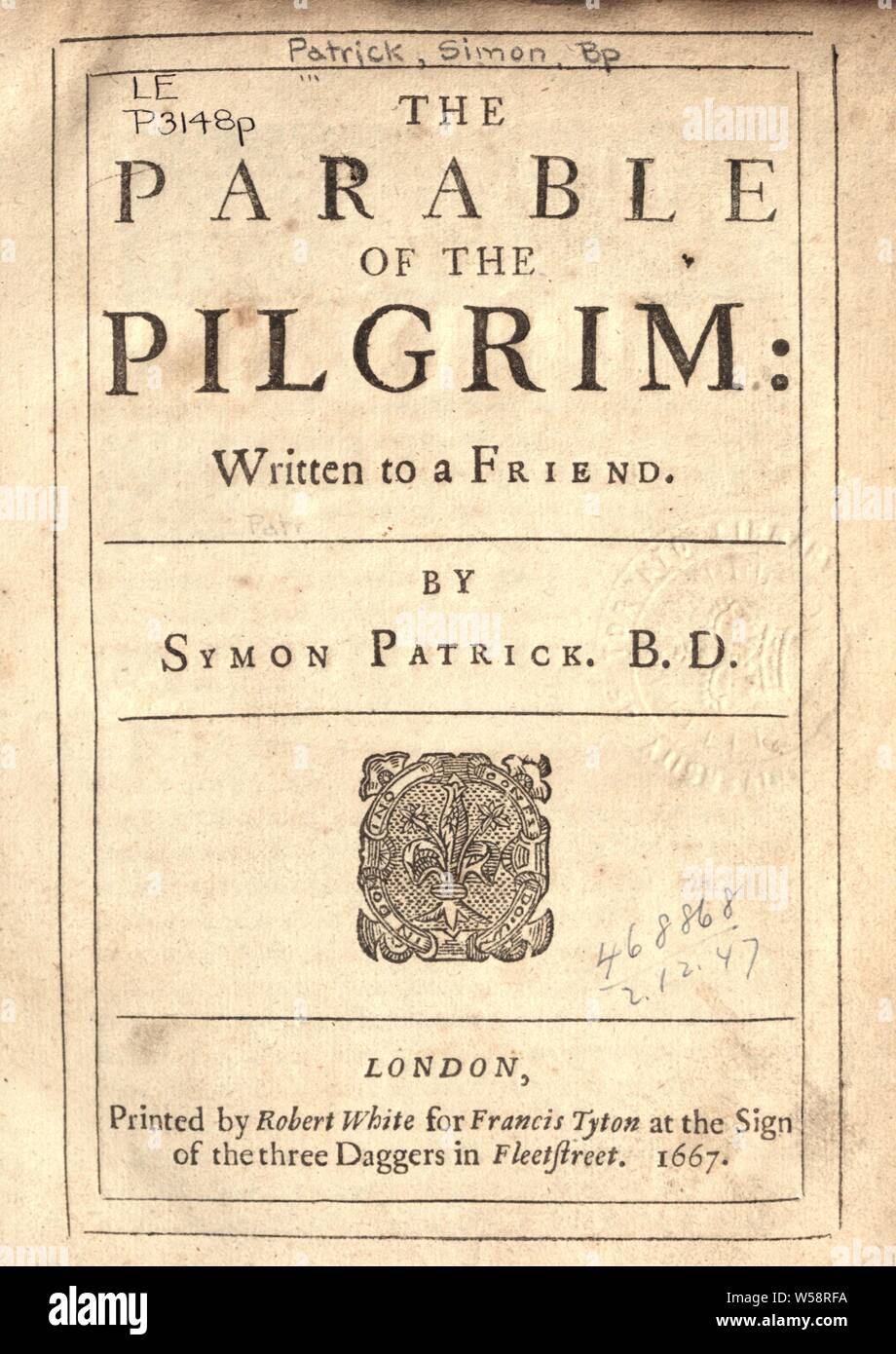 La parabole du pèlerin. Écrit à un ami : Patrick, Simon, 1626-1707 Banque D'Images