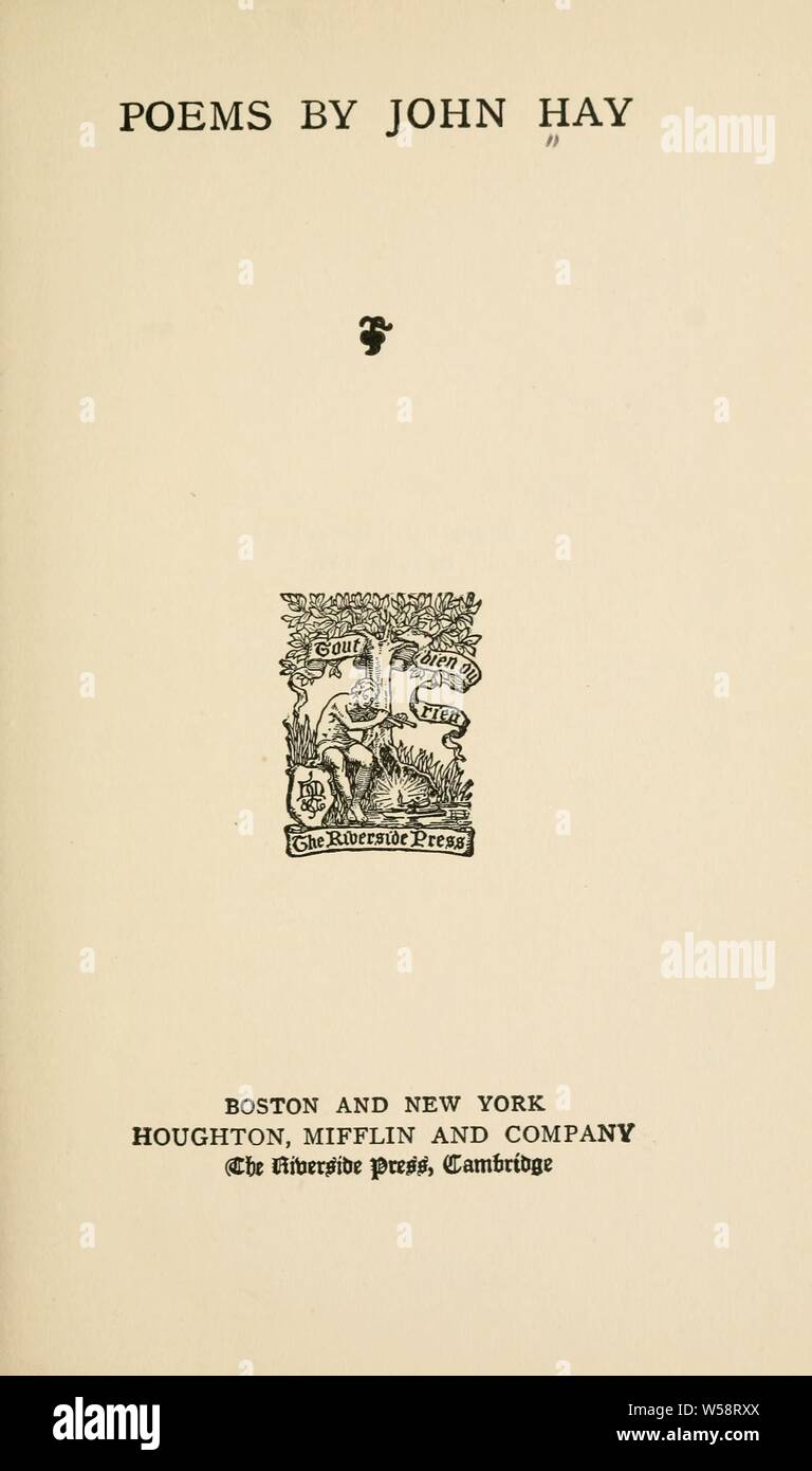 Poèmes : Hay, John, 1838-1905 Banque D'Images