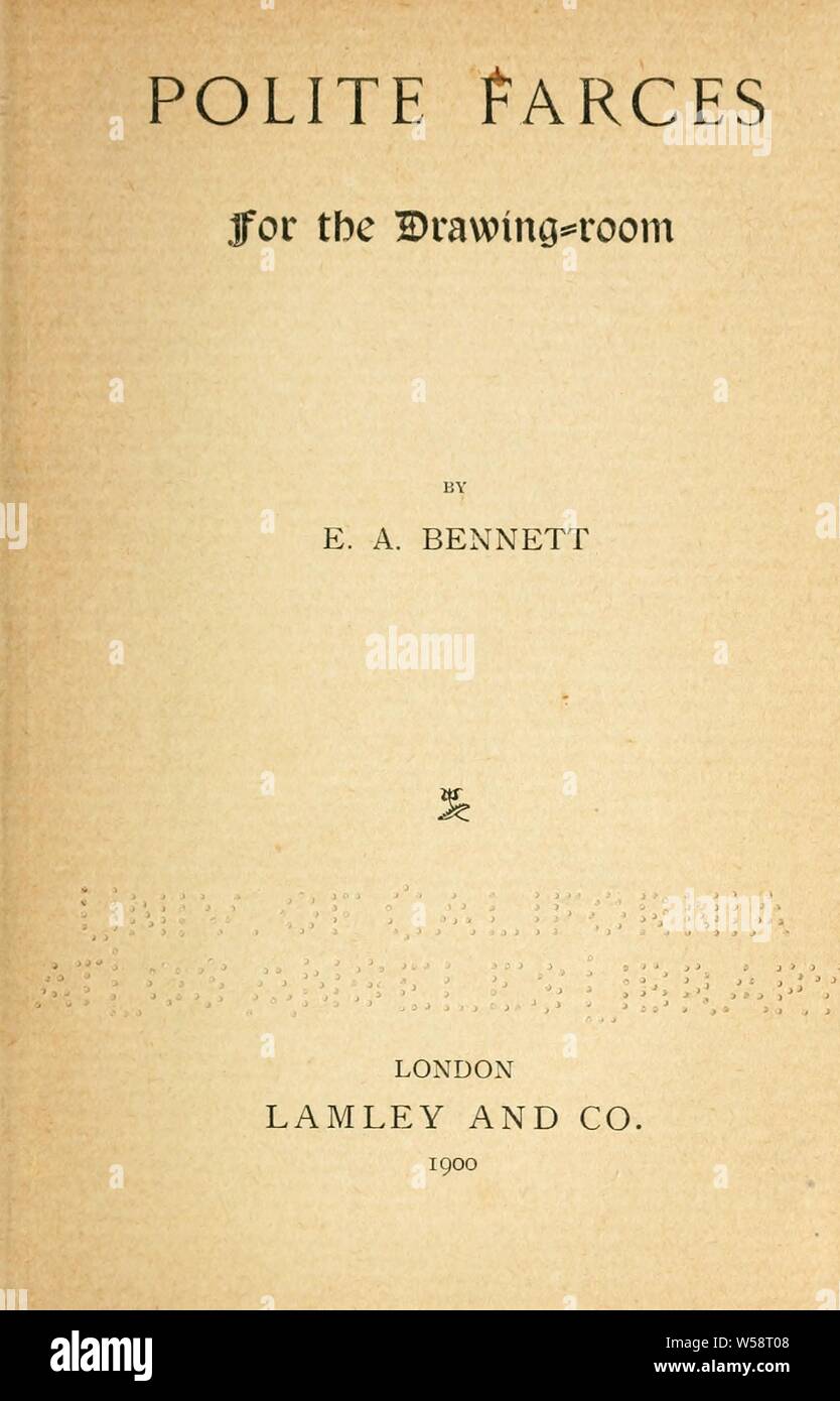 Pour les farces poli salon : Bennett, Arnold, 1867-1931 Banque D'Images