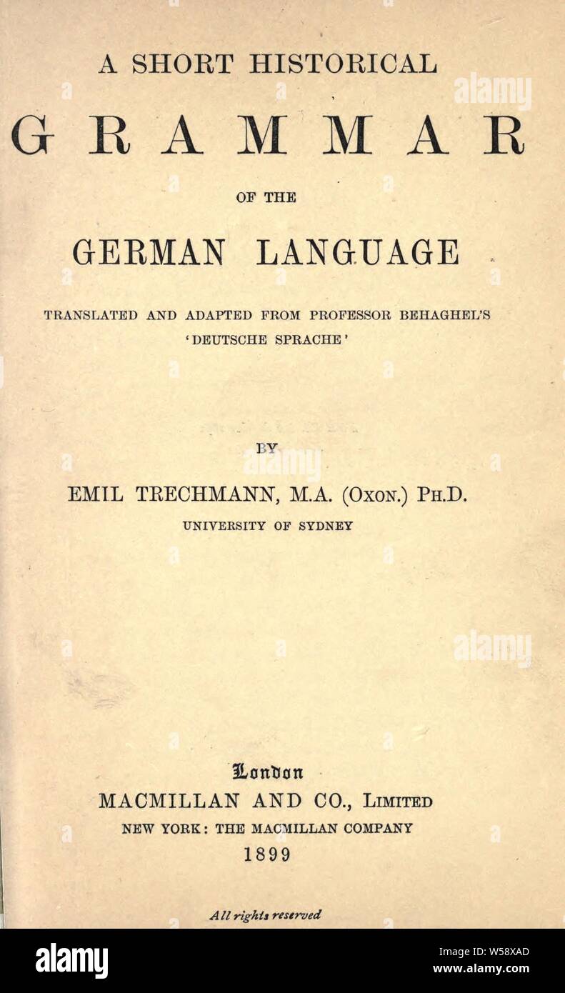 Une courte grammaire historique de la langue allemande : Behaghel, Otto, 1854-1936 Banque D'Images
