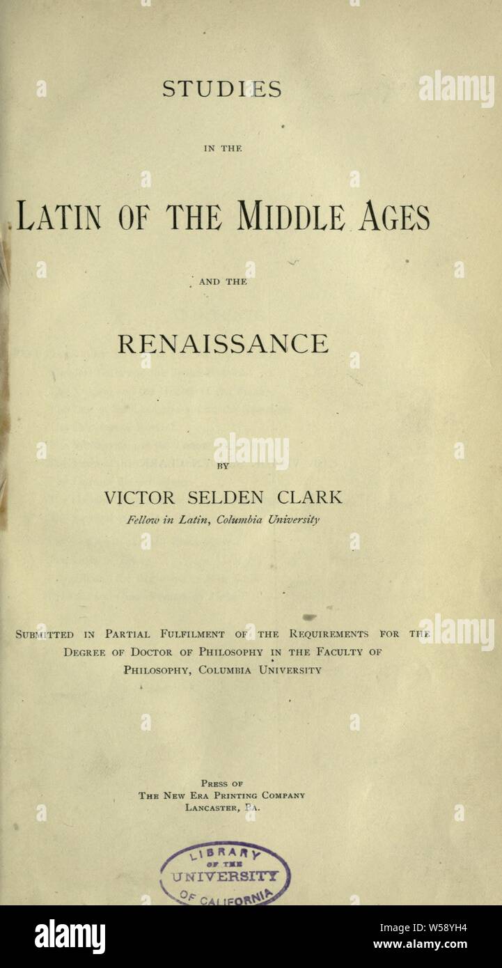 Des études dans le pays d'Amérique latine du Moyen Âge et de la Renaissance : Clark, Victor S. (Victor Selden), 1868-1946 Banque D'Images