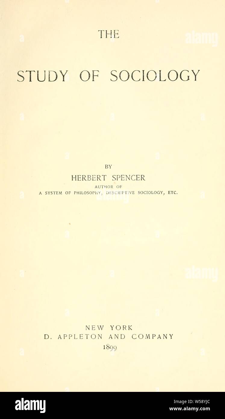 L'étude de sociologie : Spencer, Herbert, 1820-1903 Banque D'Images
