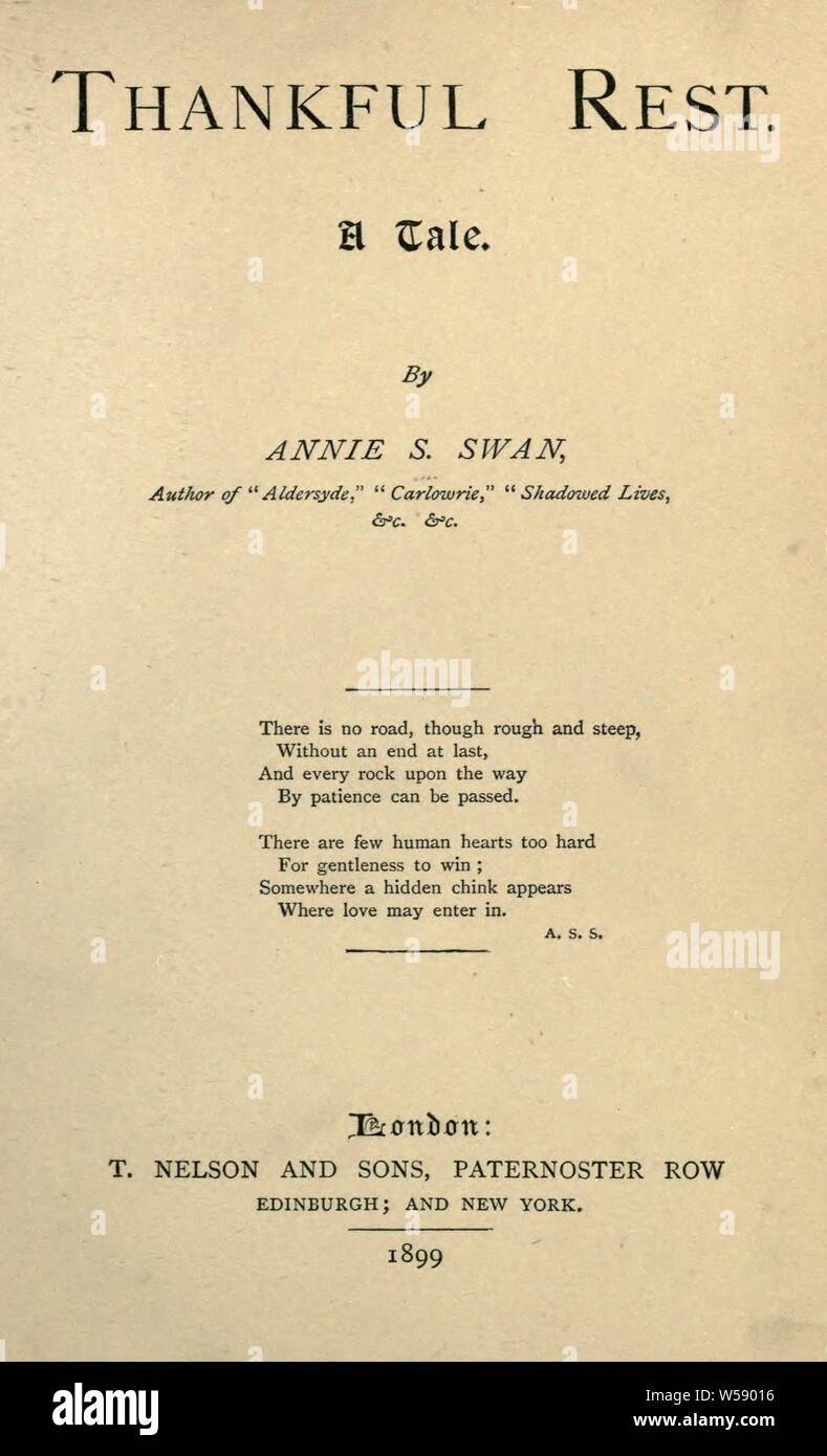 Reconnaissant reste : une histoire : Swan, Annie S., 1859-1943 Banque D'Images
