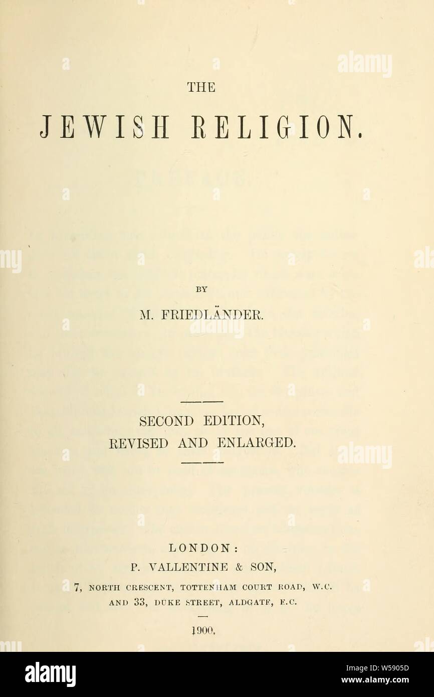 La religion juive : Friedländer, M. (Michael), 1833-1910 Banque D'Images