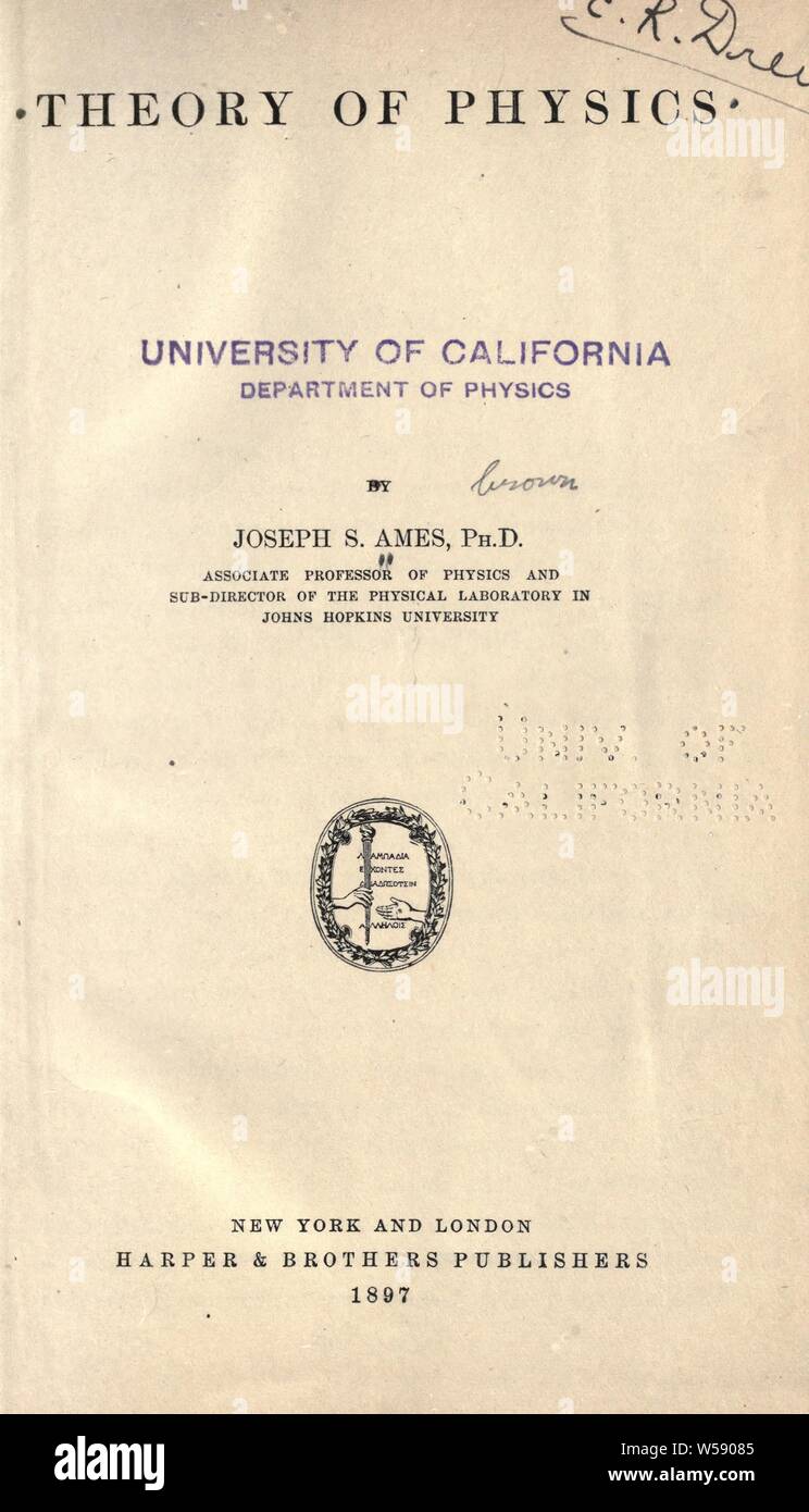 Les principes de la physique : Ames, Joseph Sweetman, 1864-1943 Banque D'Images